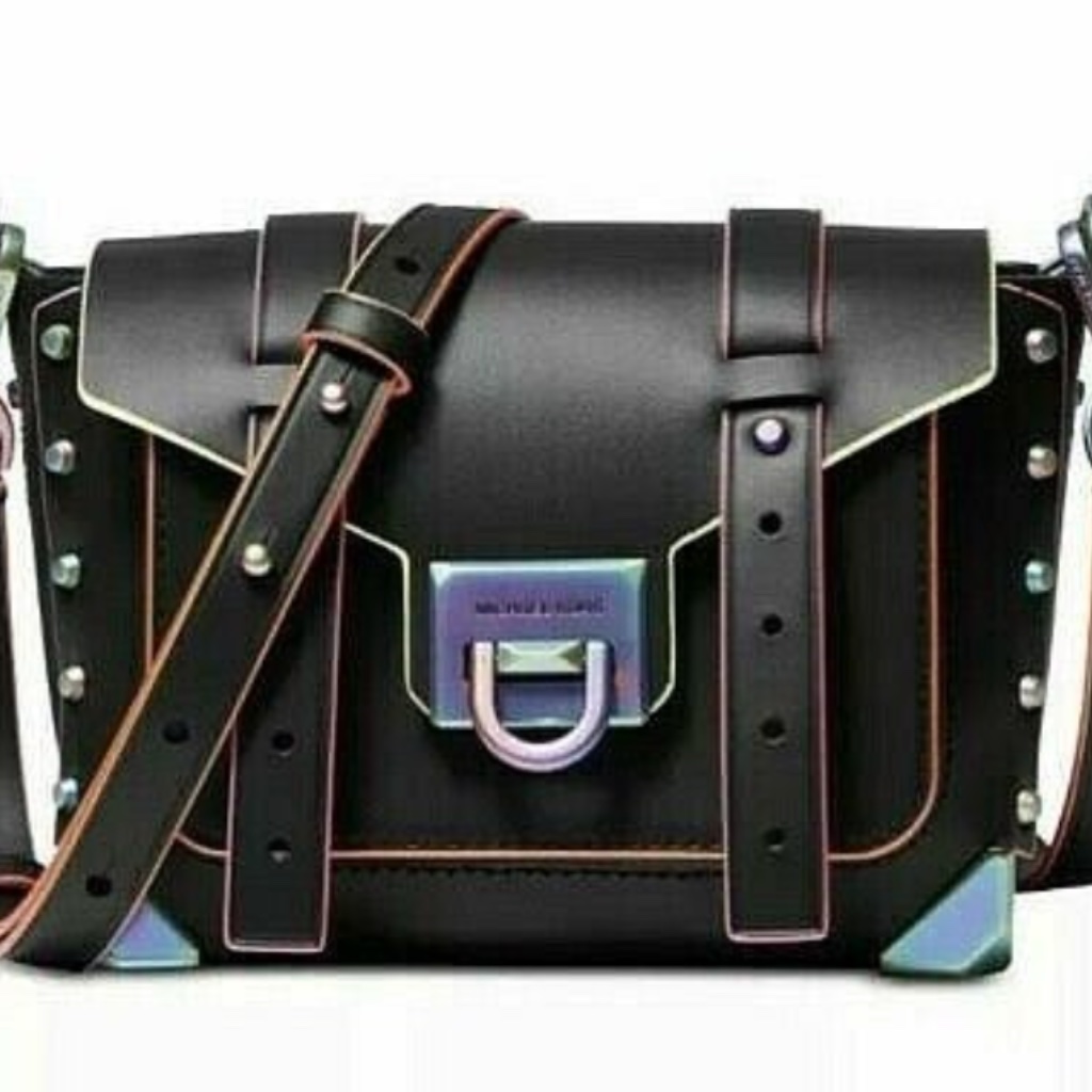 Nwt Michael Kors Manhattan Leather Black/Iridescent Crossbody Original Packaging